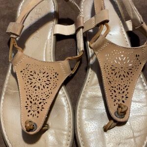 Sperry Tan Sandals with Laser-Cut Design